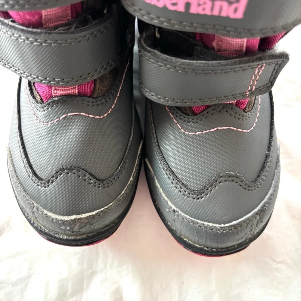 Timberland SnowBoots Fleece lined Gray Pink SZ 10.5 Used but decent condition